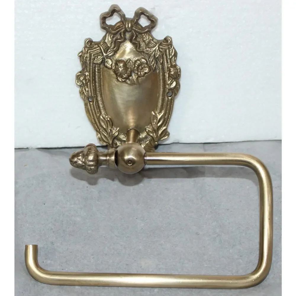 Antique Brass Bathroom Hardware  | Solid Brass Towel Ring & Toilet Paper Holder